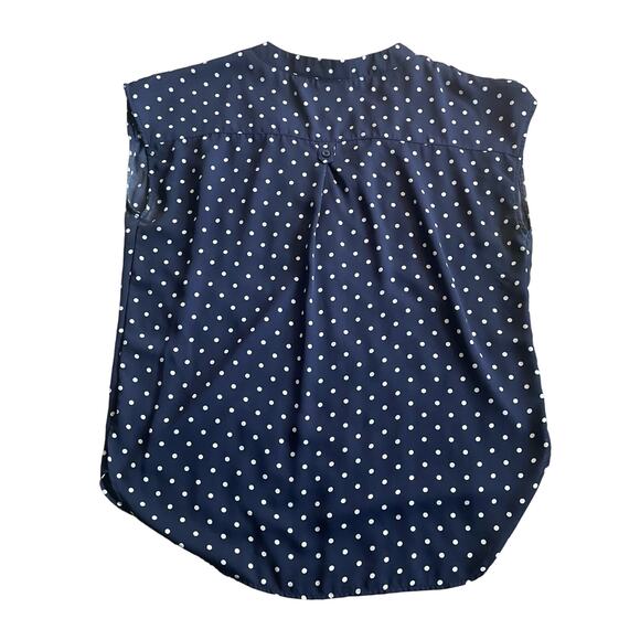 New York & Company Navy Polka Dot Blouse - Size L**. - Picture 2 of 5